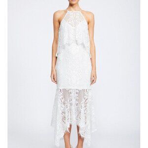 *Shona Joy Lace High Neck Handkerchief Dress Ivory NWT US 2